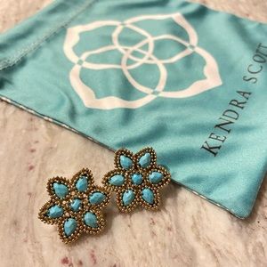 Kendra Scott Turquoise Flower Statement Earrings
